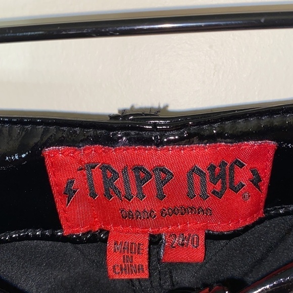 TRIPP NYC Vinyl Low Rise Skinny Pants In Patent Leather Black - Picture 7 of 8